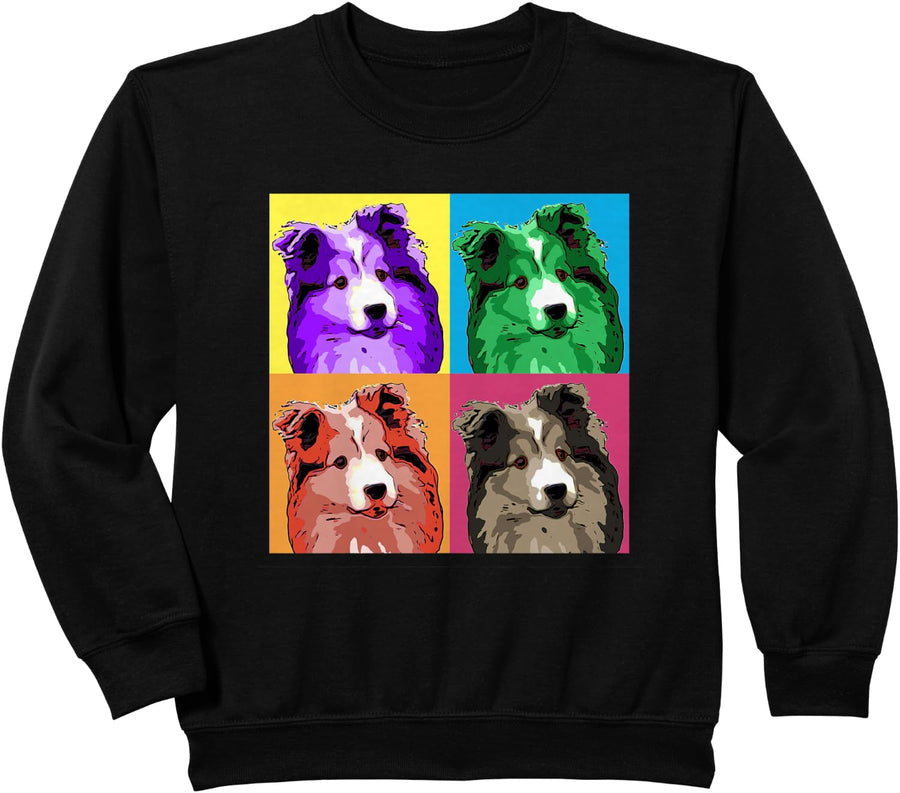 Sheltie Pop Art Style Shetland Sheepdog Sweatshirt - Black