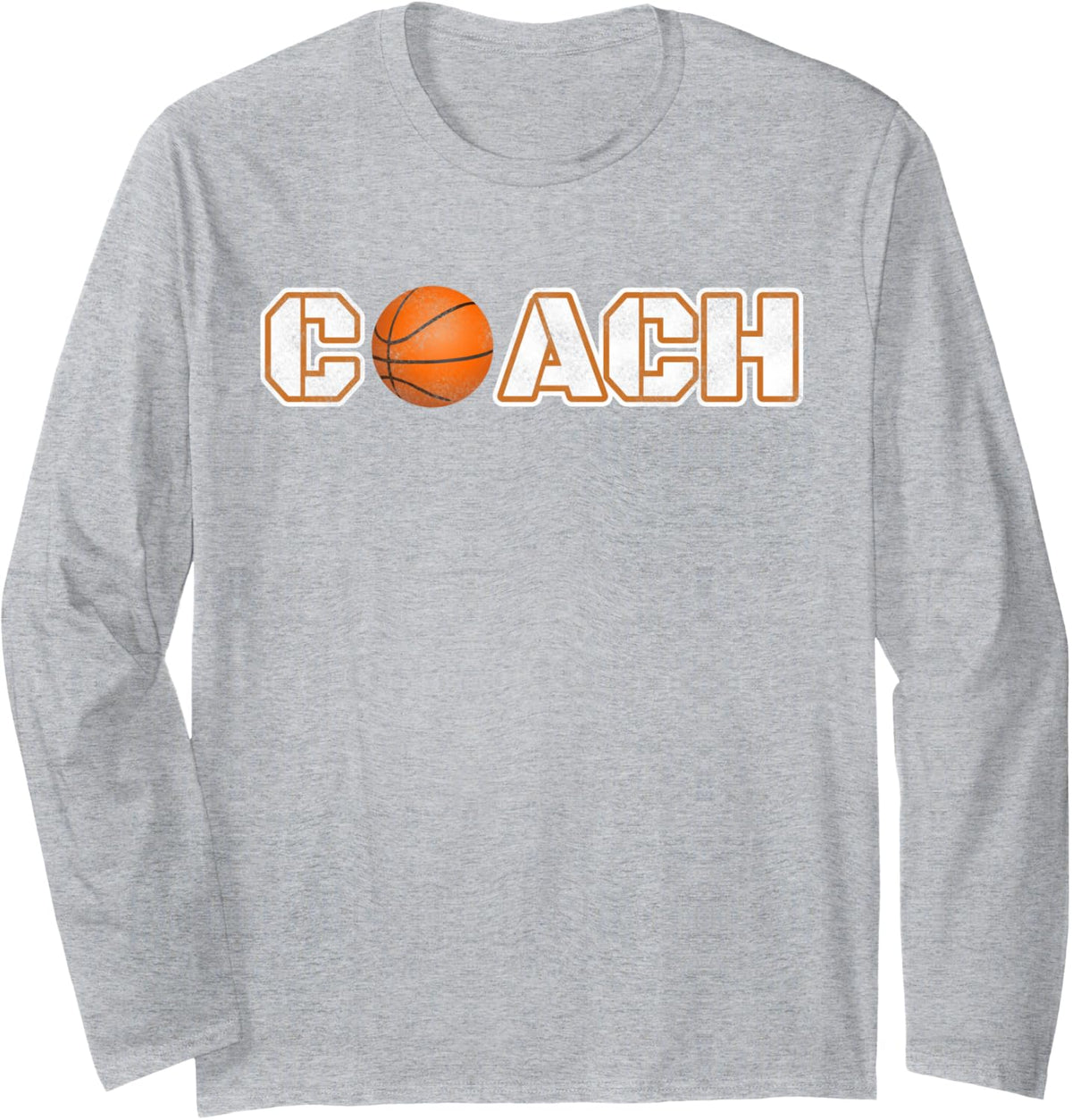 Basketball Ball Coach Long Sleeve Gift Tee Shirt - Adult Unisex Heather Grey