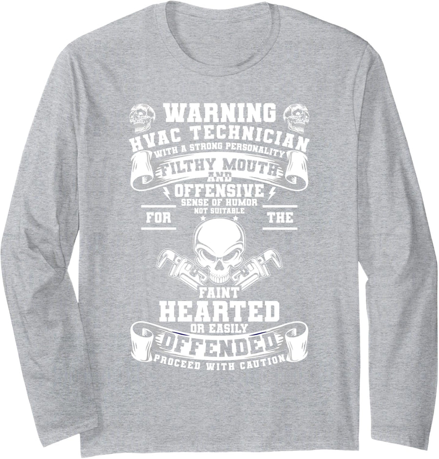 HVAC Mechanic Certified HVAC Tech HVAC Technician Long Sleeve T-Shirt - Adult Unisex Heather Grey
