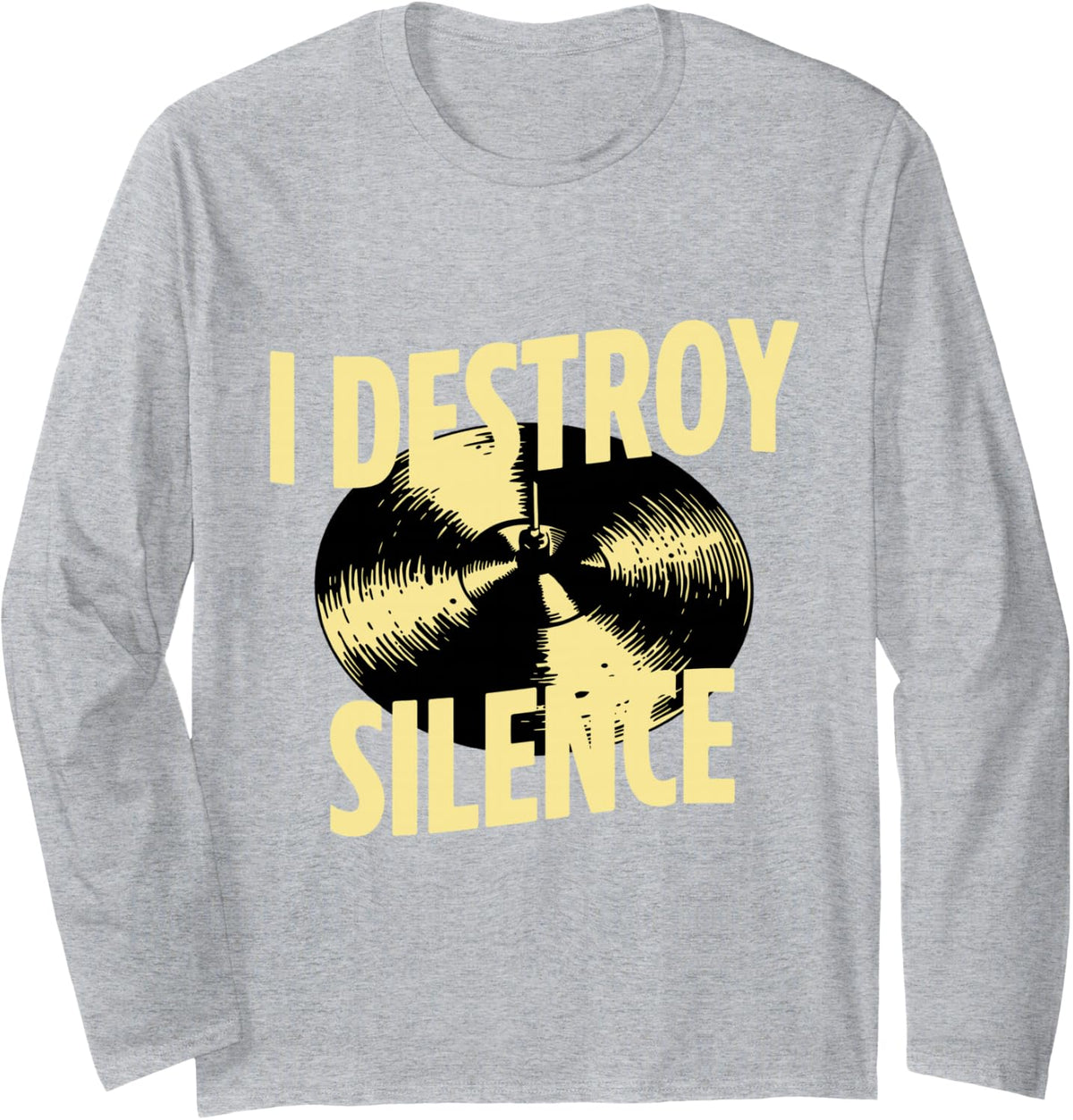 Cymbals Drummer Drumming Cymbals Long Sleeve T-Shirt - Adult Unisex Heather Grey