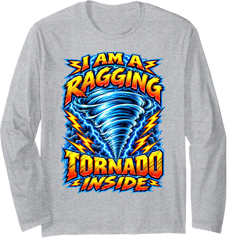 I'm A Ragging Tornado Inside Dating Marriage Attitude Long Sleeve T-Shirt - Adult Unisex Heather Grey