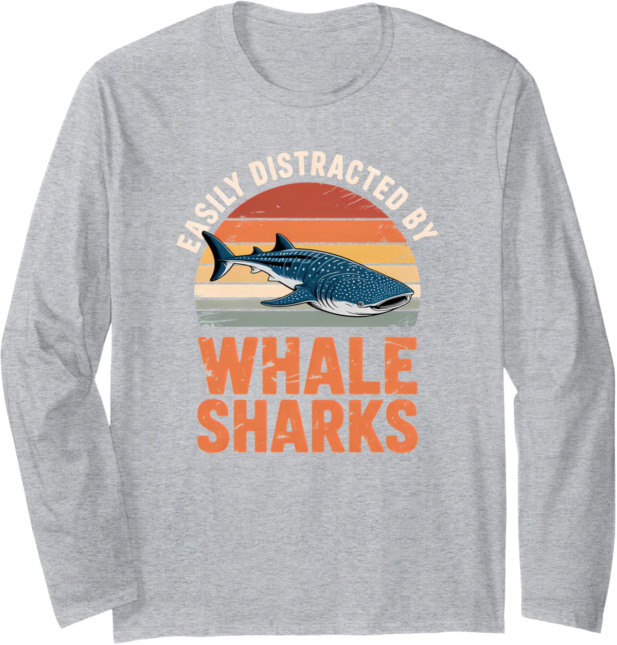 Whale Shark Long Sleeve T-Shirt - Adult Unisex Heather Grey