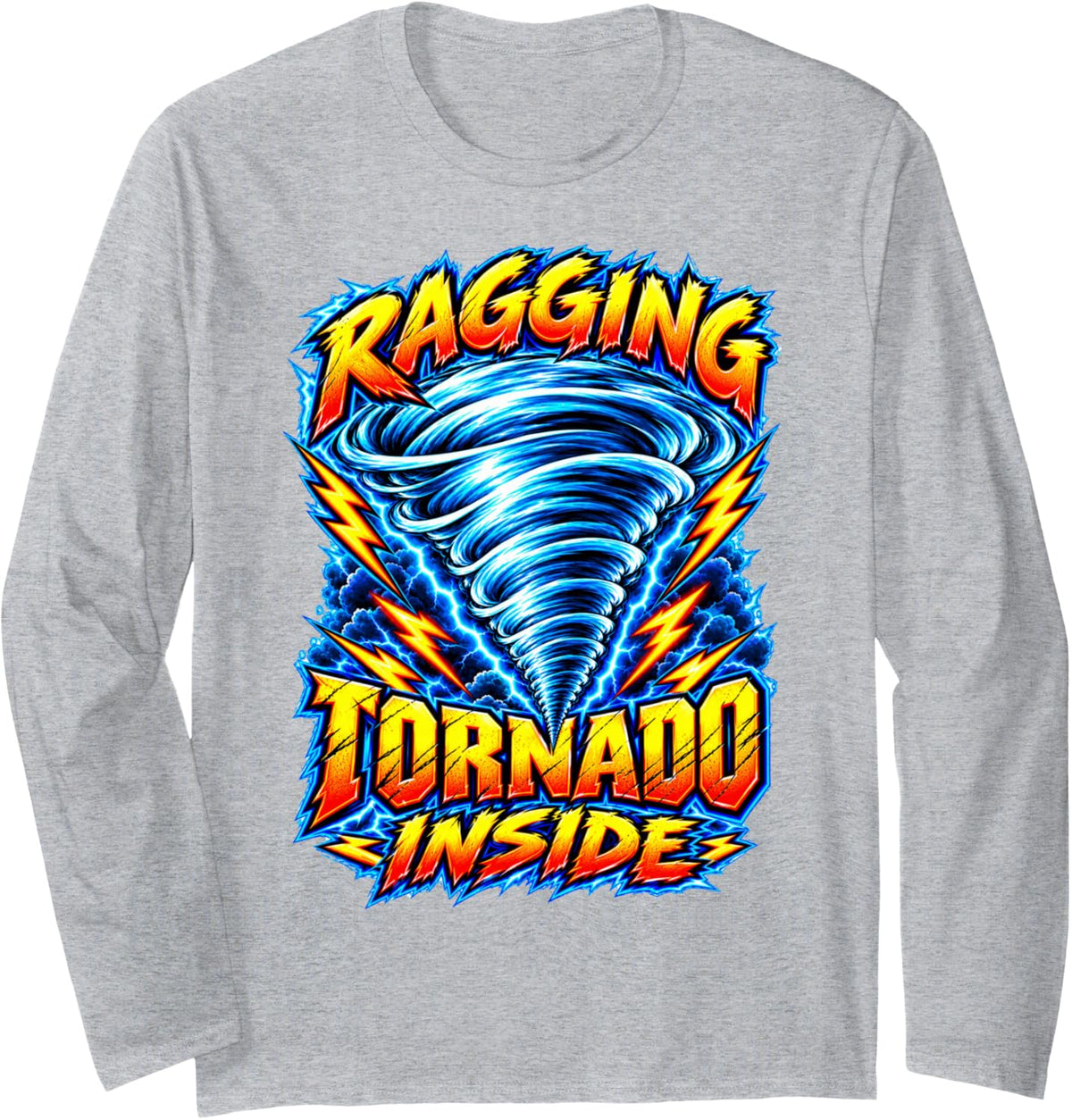 Ragging Tornado Inside Storm Chasing Dating Marriage Long Sleeve T-Shirt - Adult Unisex Heather Grey
