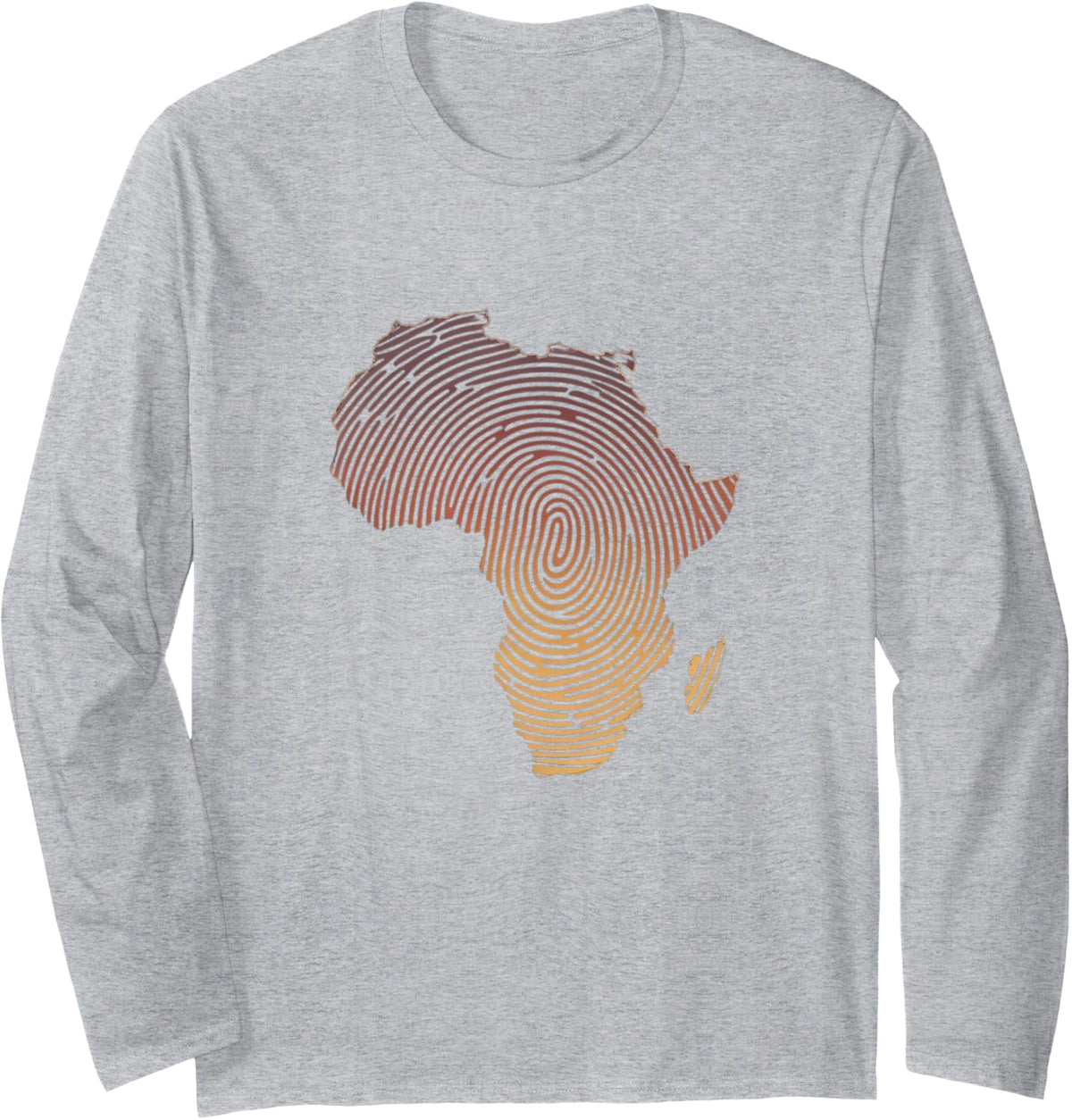 Melanin Shades Africa Map - Africa DNA Fingerprint Long Sleeve T-Shirt - Adult Unisex Heather Grey
