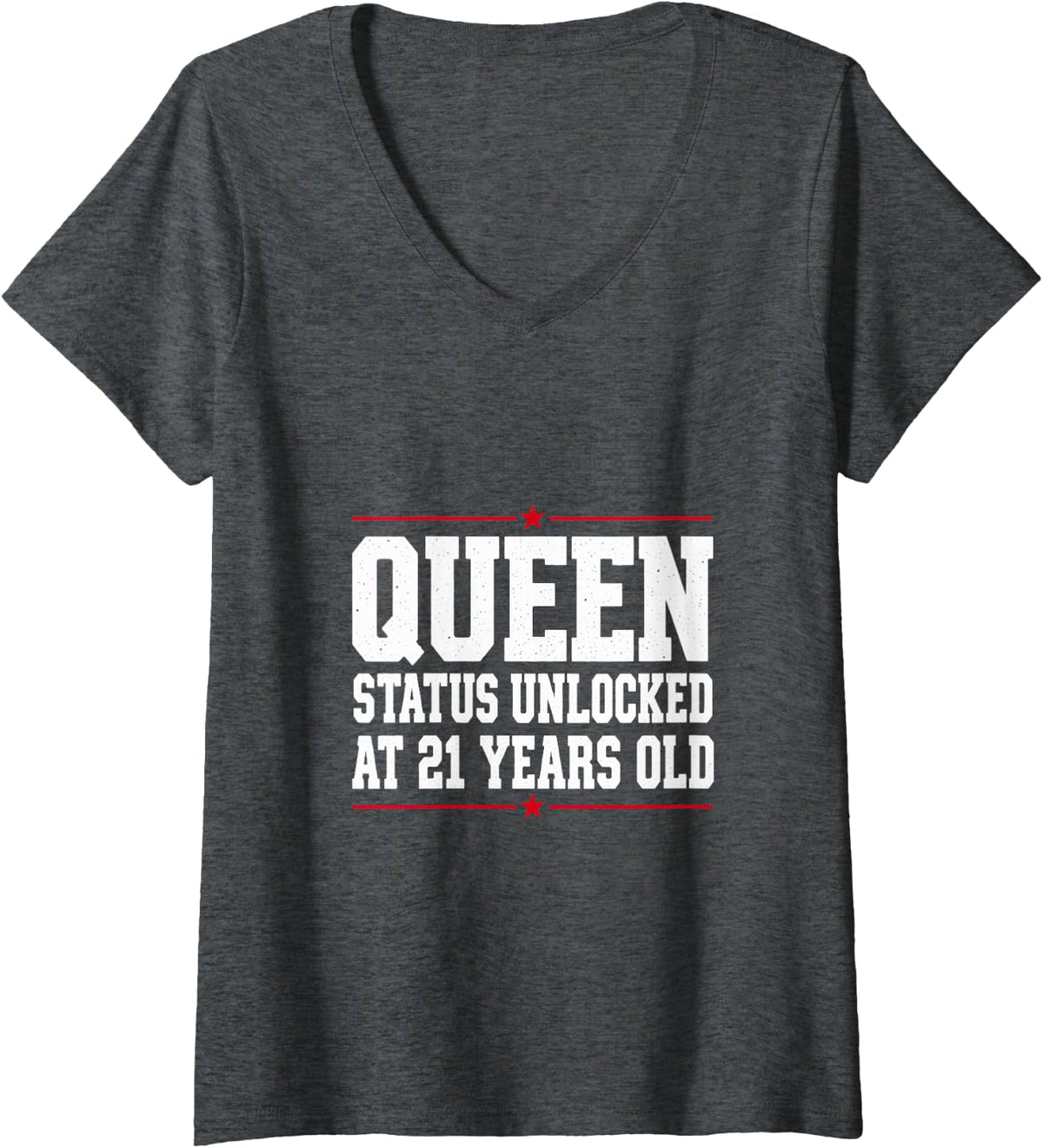 Women's Queen Status Unlocked At 21 Years Old Birthday V-Neck T-Shirt - Dark Heather Grey