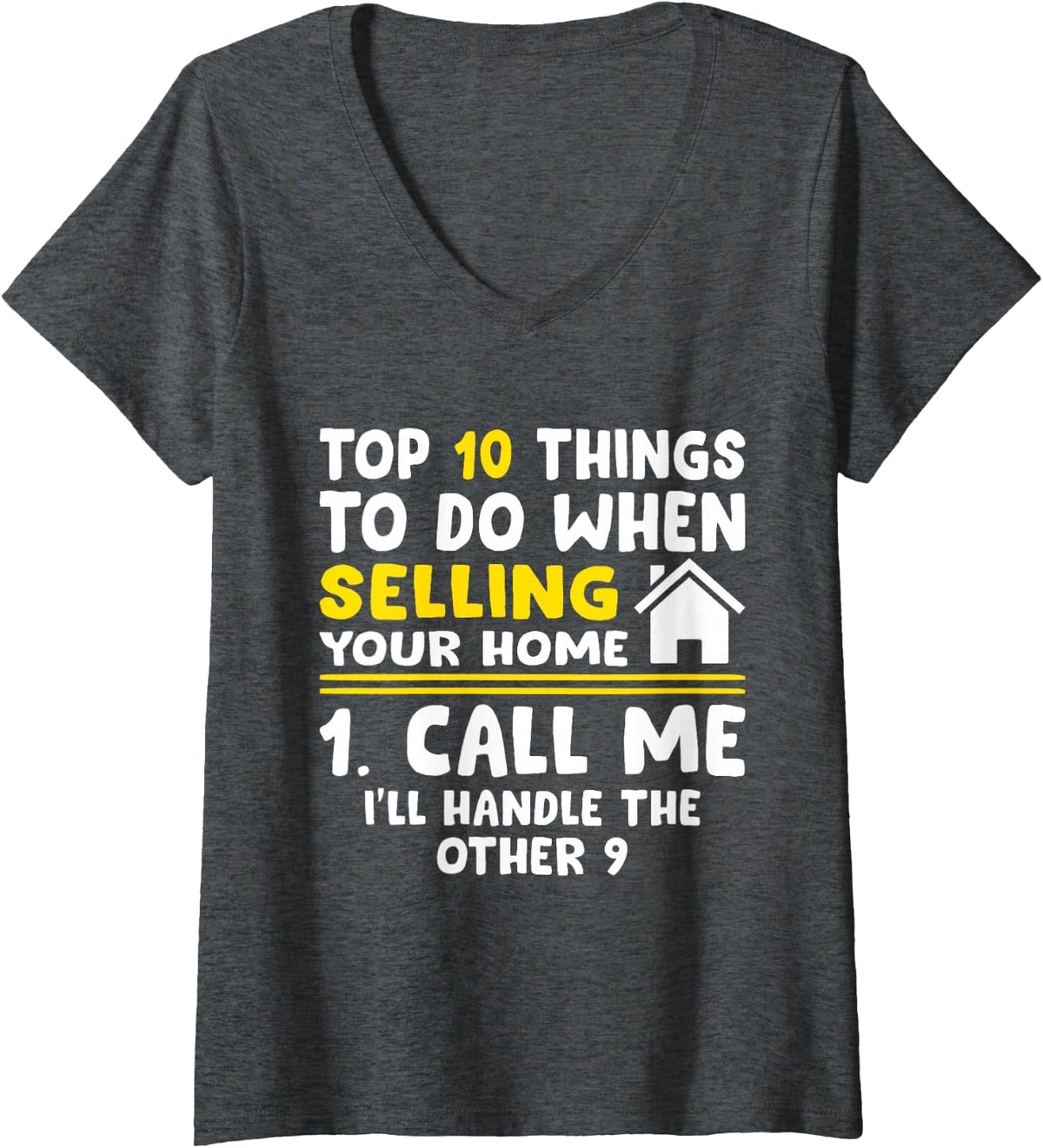 Women's Cool Real Estate Agent Art Men Women Home Realtor Broker V-Neck T-Shirt - Dark Heather Grey