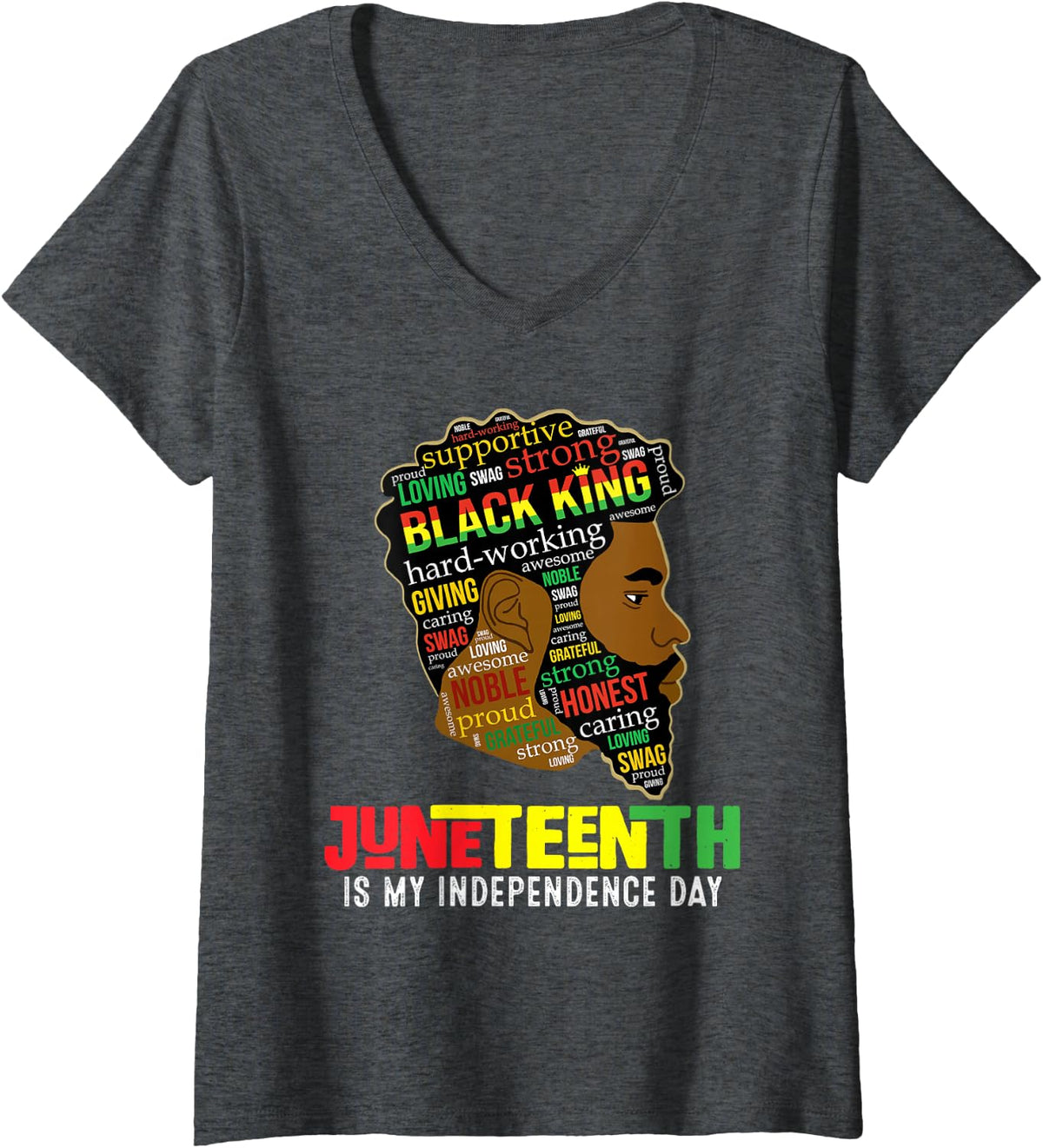 Women's Juneteenth is My Independence Day Black King Fathers Day Men V-Neck T-Shirt - Dark Heather Grey