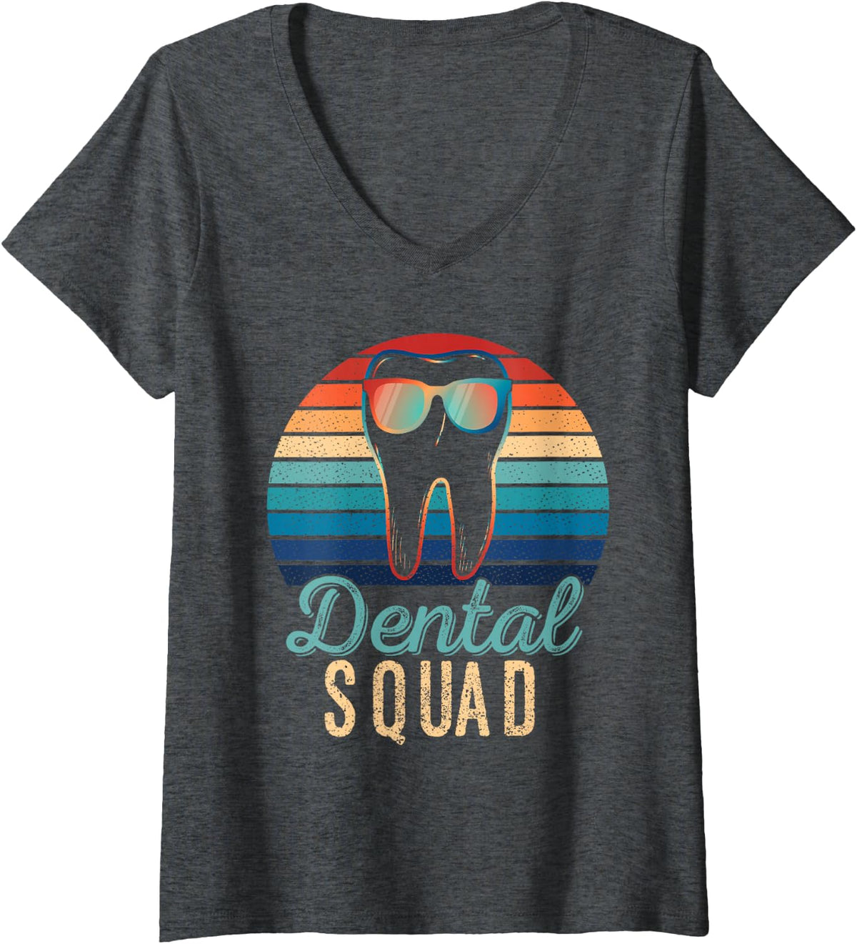 Women's Retro Dental Squad Costume Men Women Vintage Dentist V-Neck T-Shirt - Dark Heather Grey