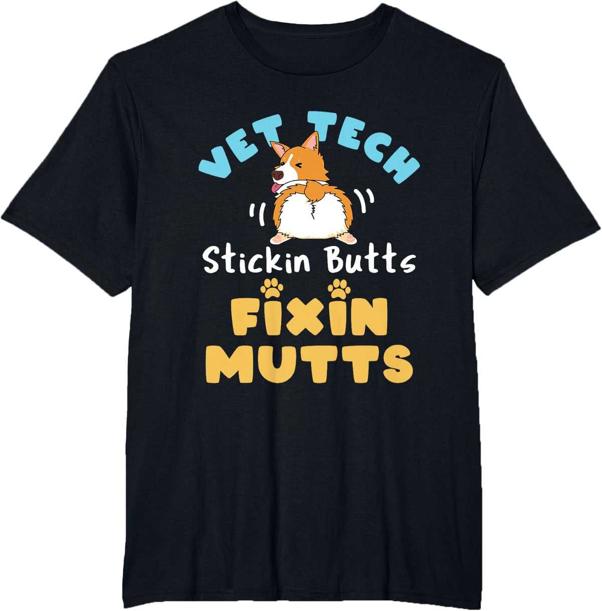 Vet Tech Veterinary Assistant Stickin' Fixin' Mutts T-Shirt - Black