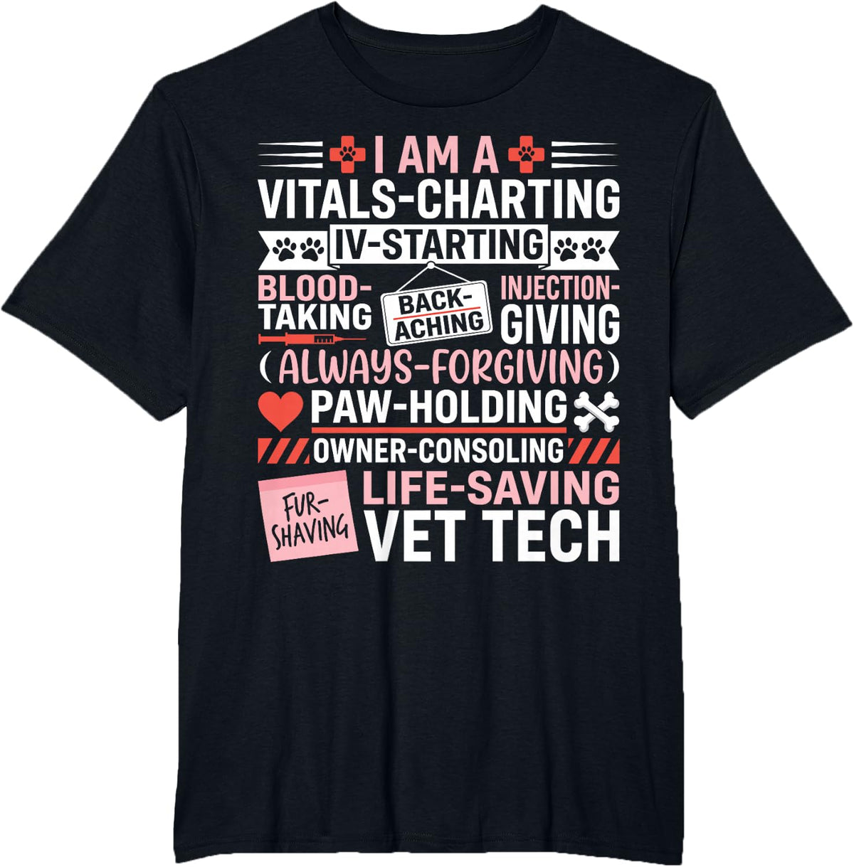 Life Saving Vet Tech Veterinary Technician Veterinarian T-Shirt - Black