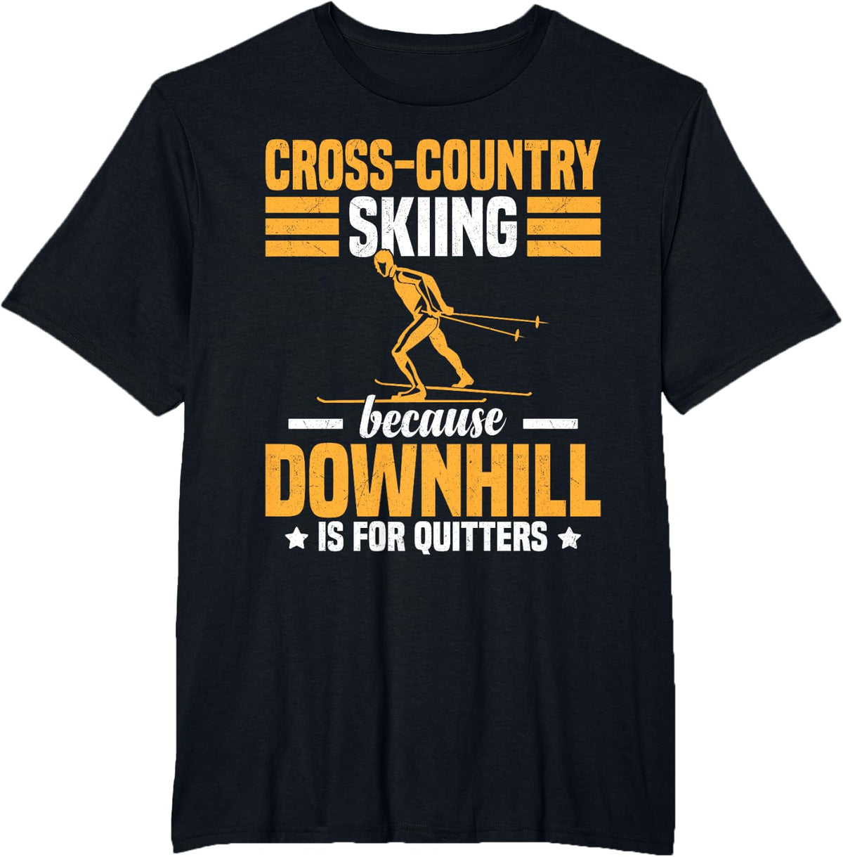 Funny Winter Sport Snow Cross-Country Skiing appearel T-Shirt - Black