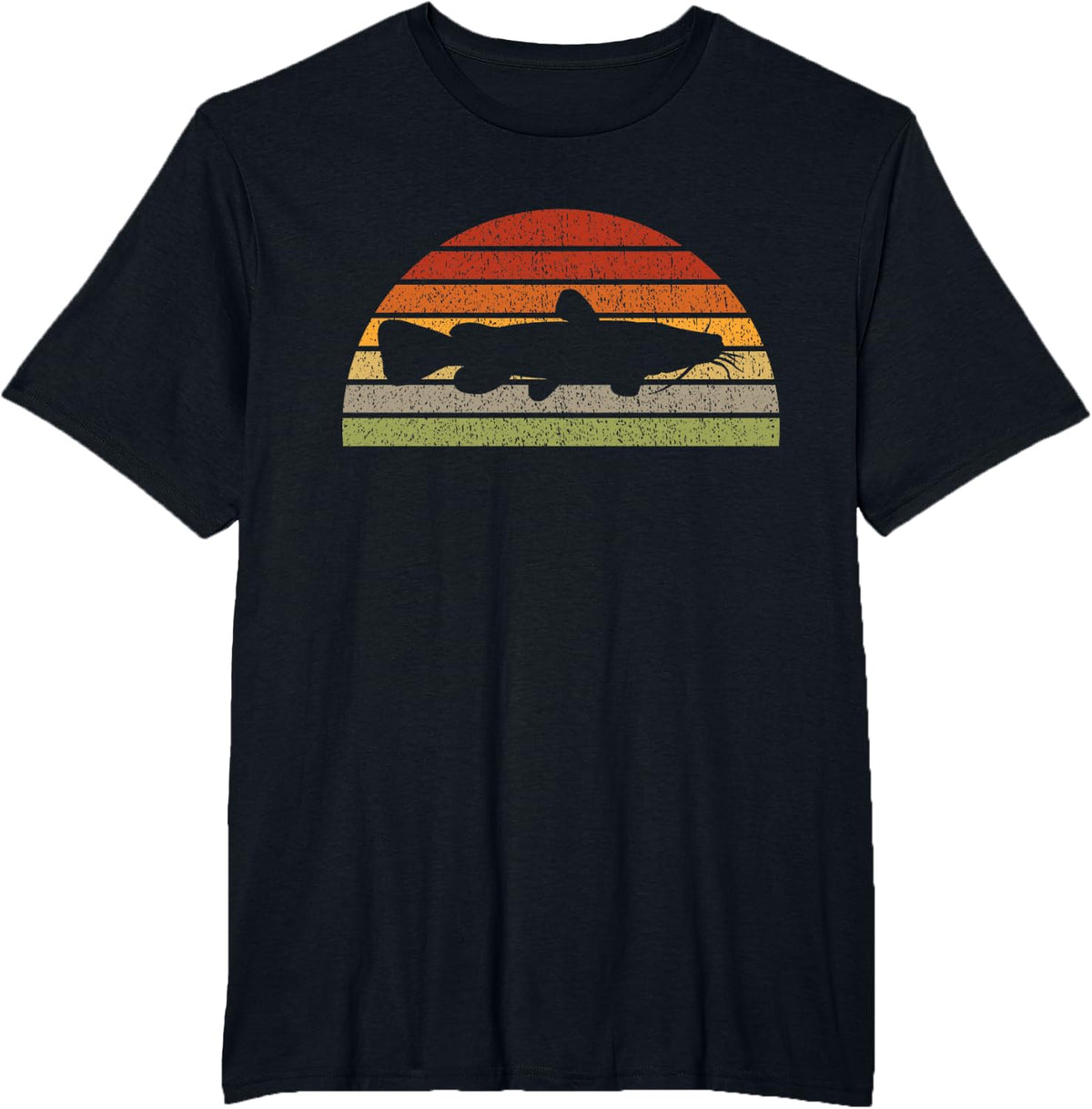 Flathead Catfish Fishing Retro Freshwater Fish Vintage Gift T-Shirt - Black