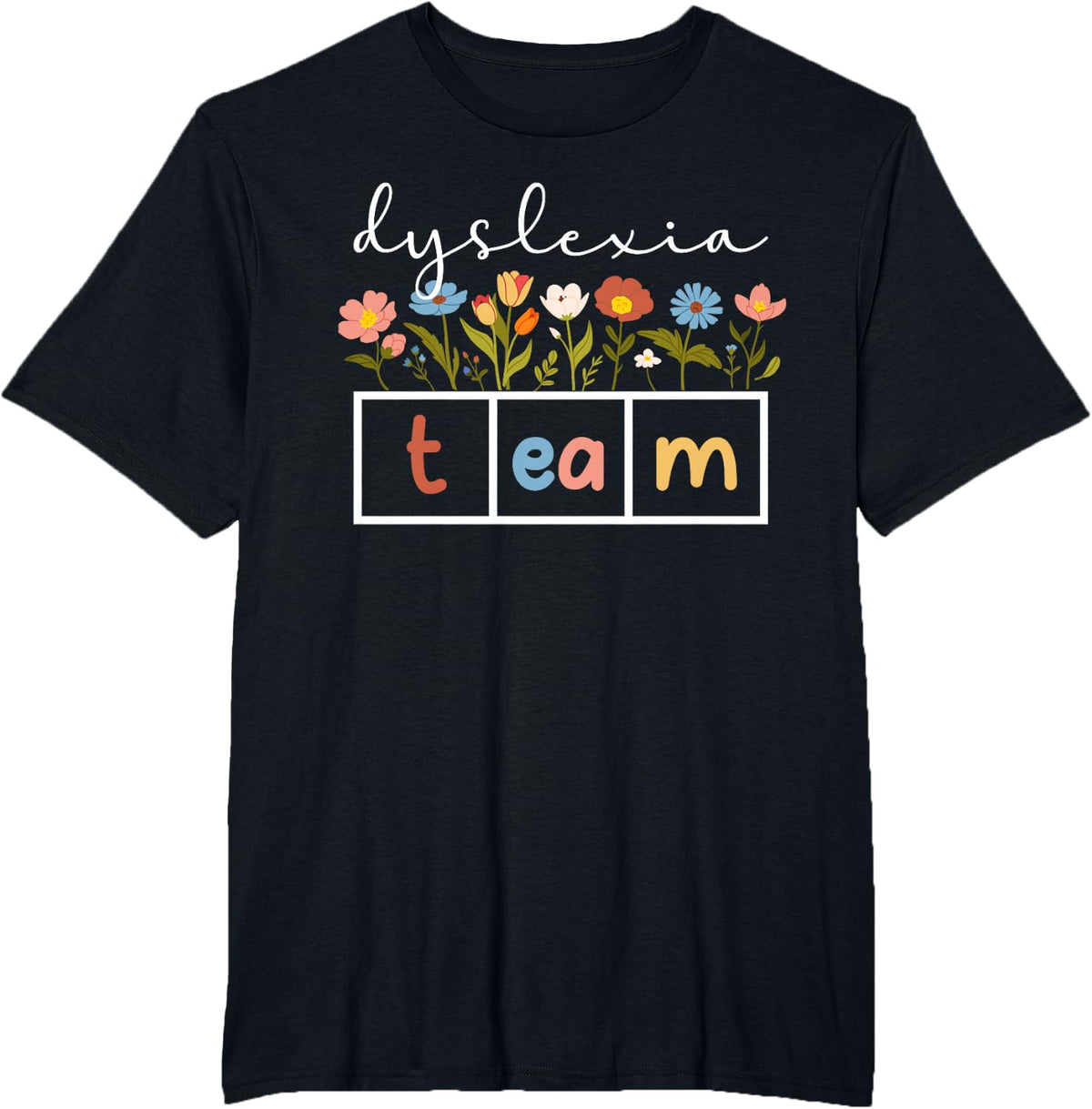 Dyslexia Team Dyslexia Teacher Squad Dyslexia Therapist Crew T-Shirt - Black