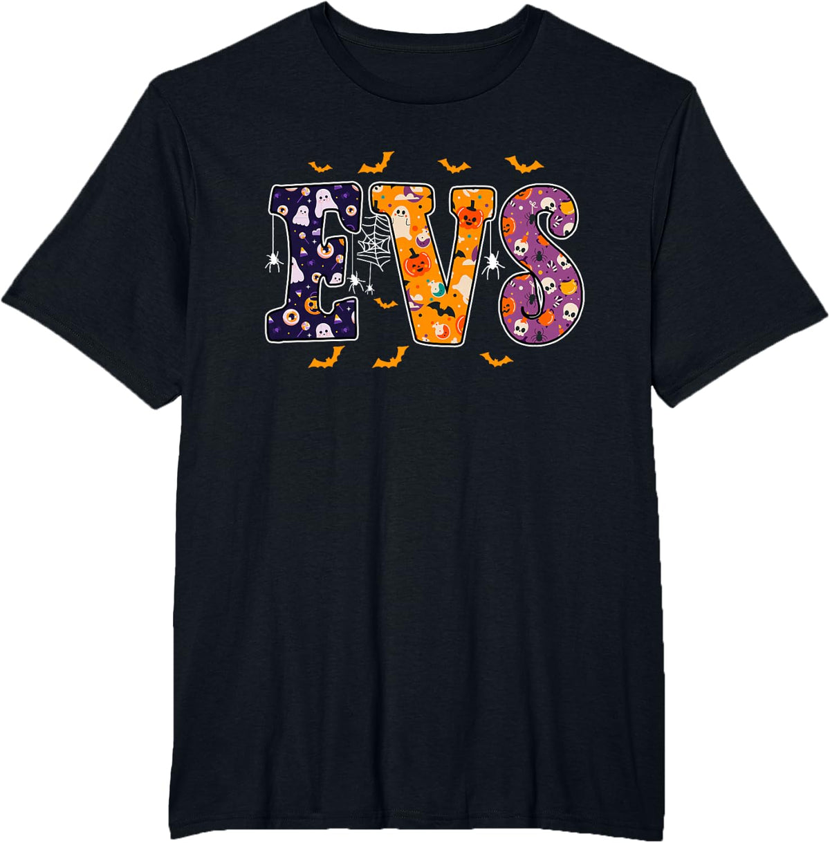 EVS Halloween Nurse EVS Cute Health Worker Halloween Pattern T-Shirt - Black