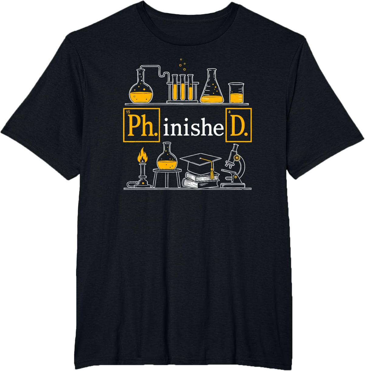 Doctorate PH.INISHE.D Doctoral Degree Funny Ph.D Student T-Shirt - Black