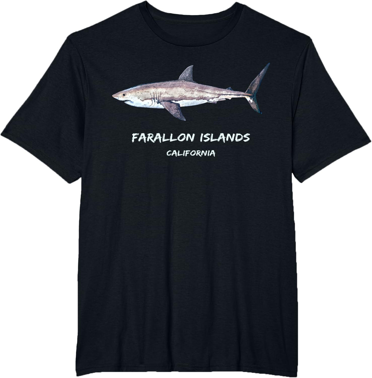 Farallon Islands Great White Shark California Gift Souvenir T-Shirt - Black