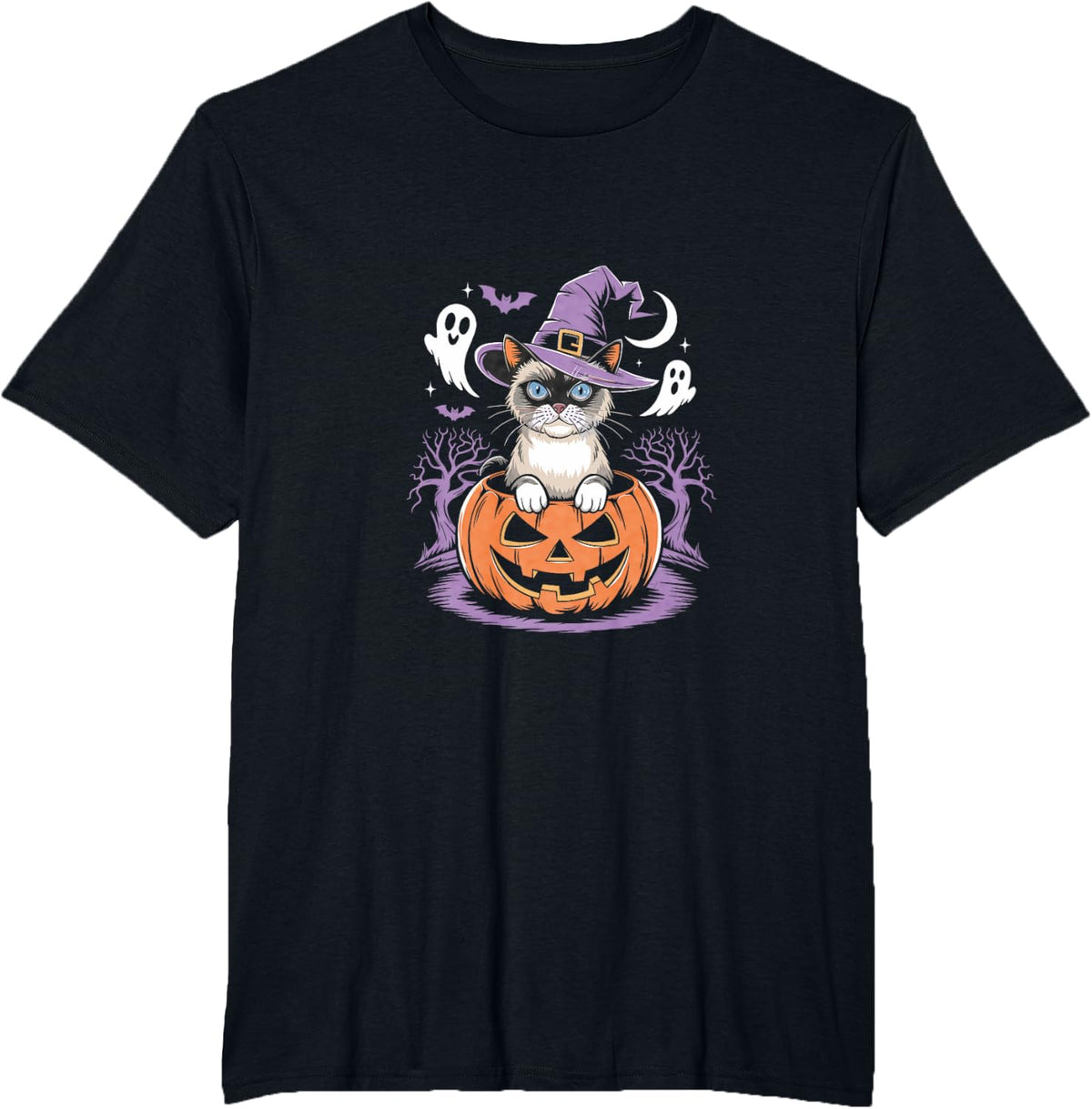 Siamese Cat Halloween T-Shirt - Black