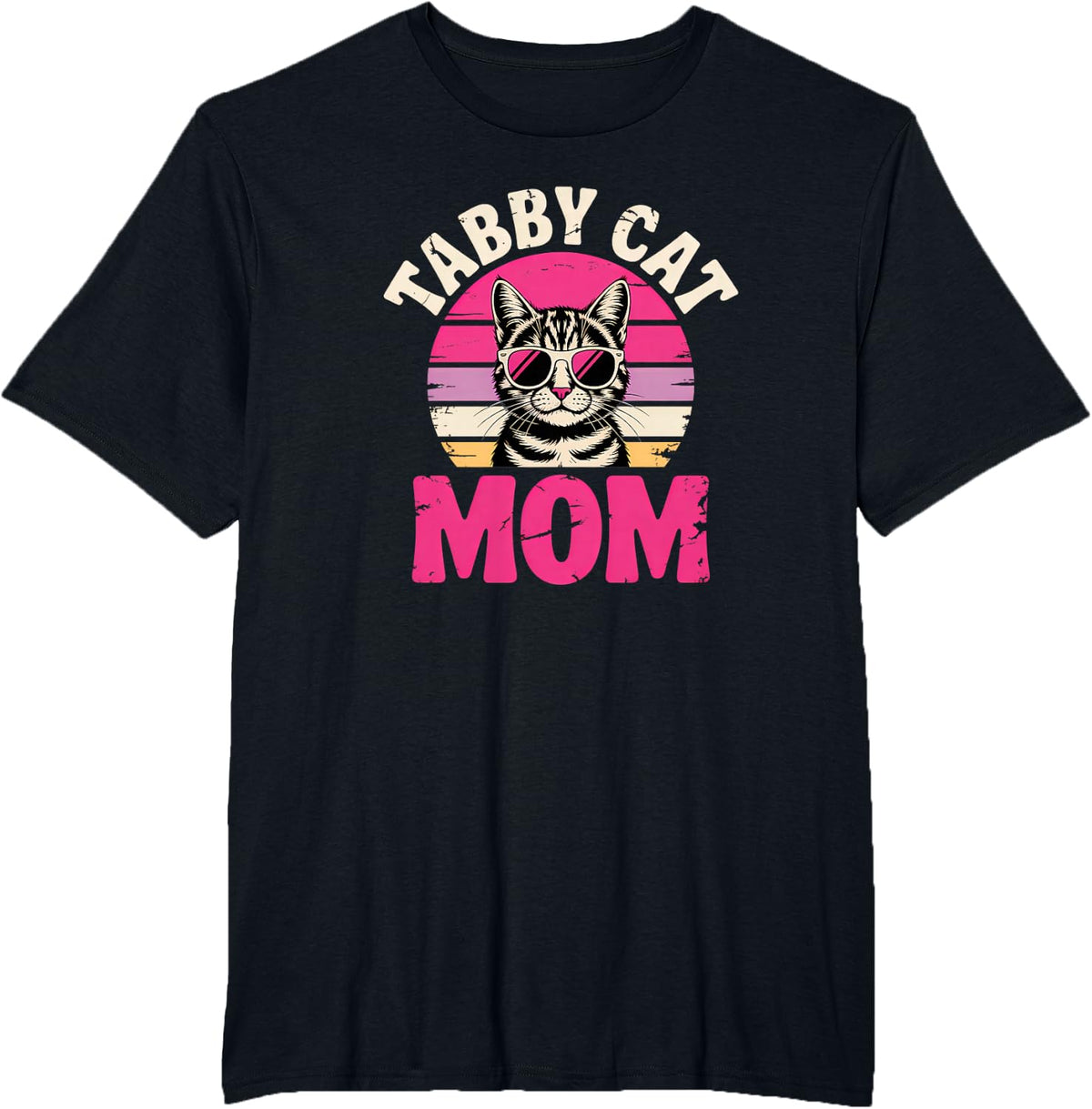 Tabby Cat Mom T-Shirt - Black