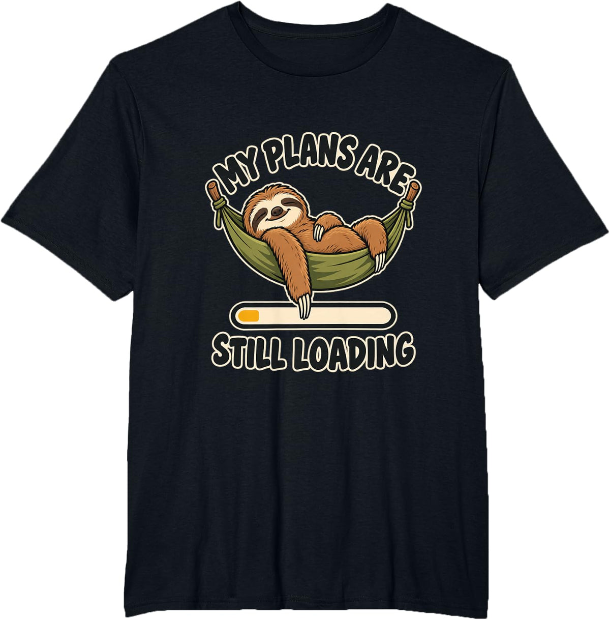 Funny Sloth My Plans are Still Loading Procrastination T-Shirt - Black