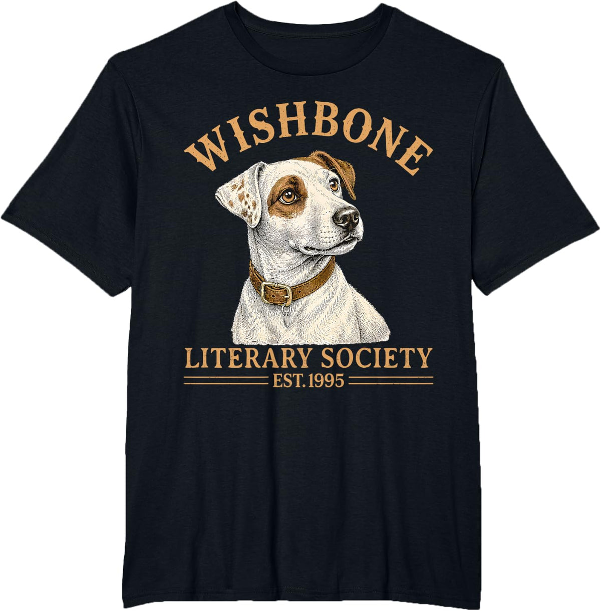 Vintage Wishbone Literary Society Est 1995 Dog Lover T-Shirt - Black