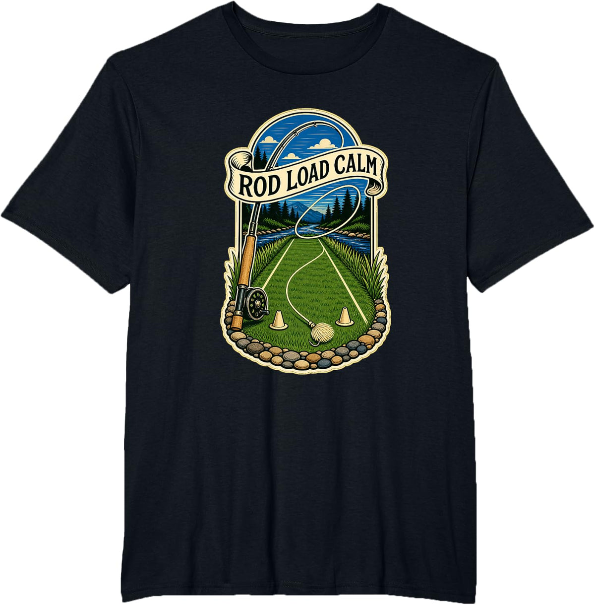 Rod Load Calm Fly Casting Loop Practice T-Shirt - Black