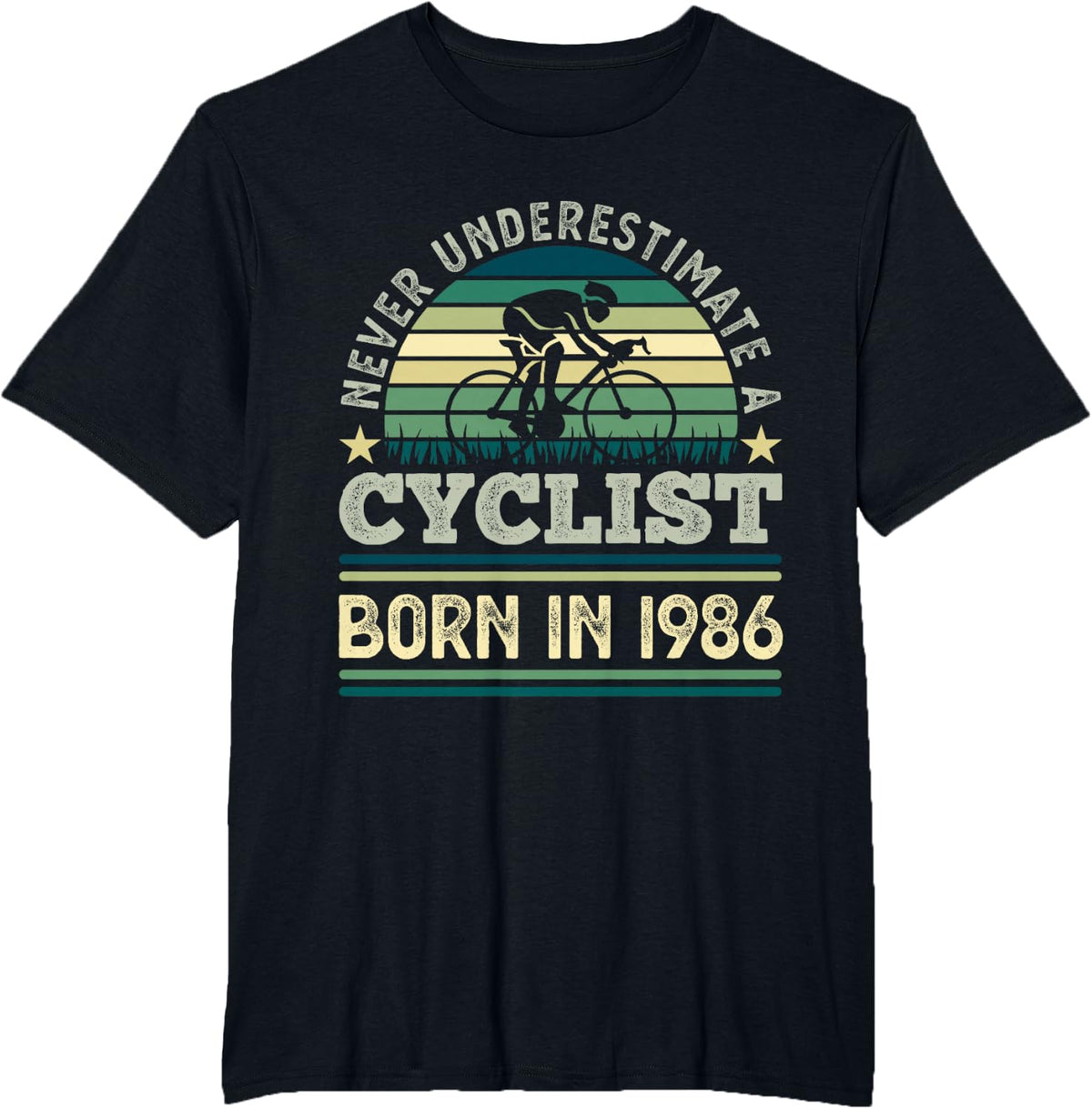 Cyclist born in 1986 40th Birthday Cycling Bicycle T-Shirt - Black