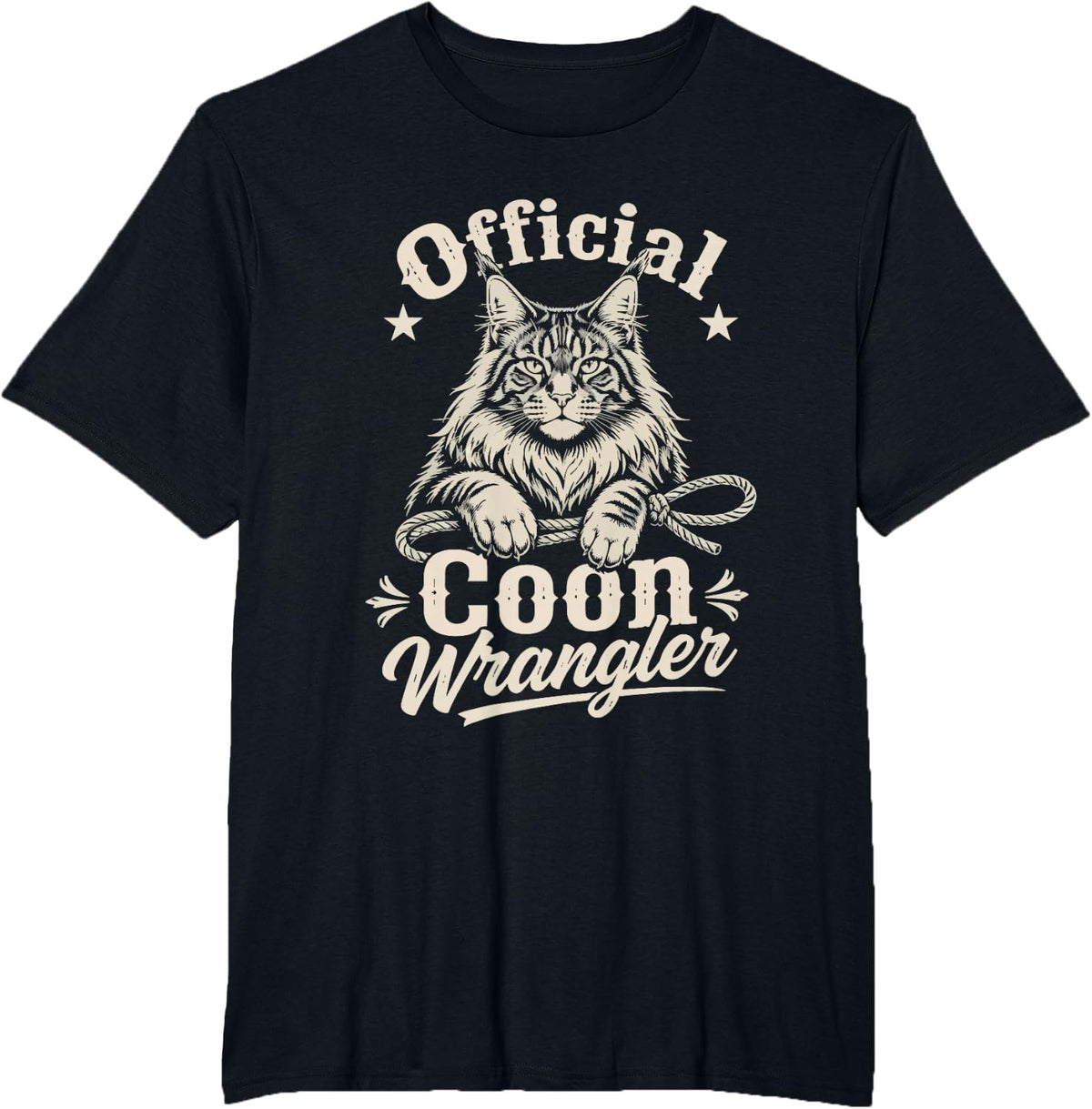 Official Maine Coon Cat Wrangler Fur Covered Loving Dad Mom T-Shirt - Black