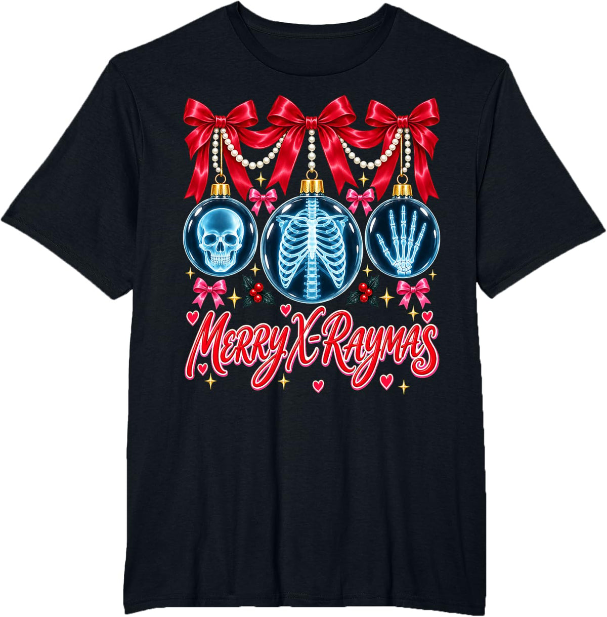 Merry X-Raymas Xray Christmas Radiology Rad Tech for Women T-Shirt - Black