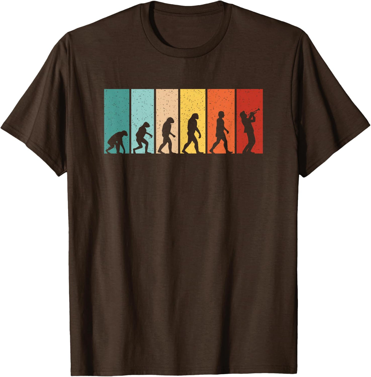 Funny Evolution Trumpeter Trumpet Player Men Women Kids T-Shirt - Brown