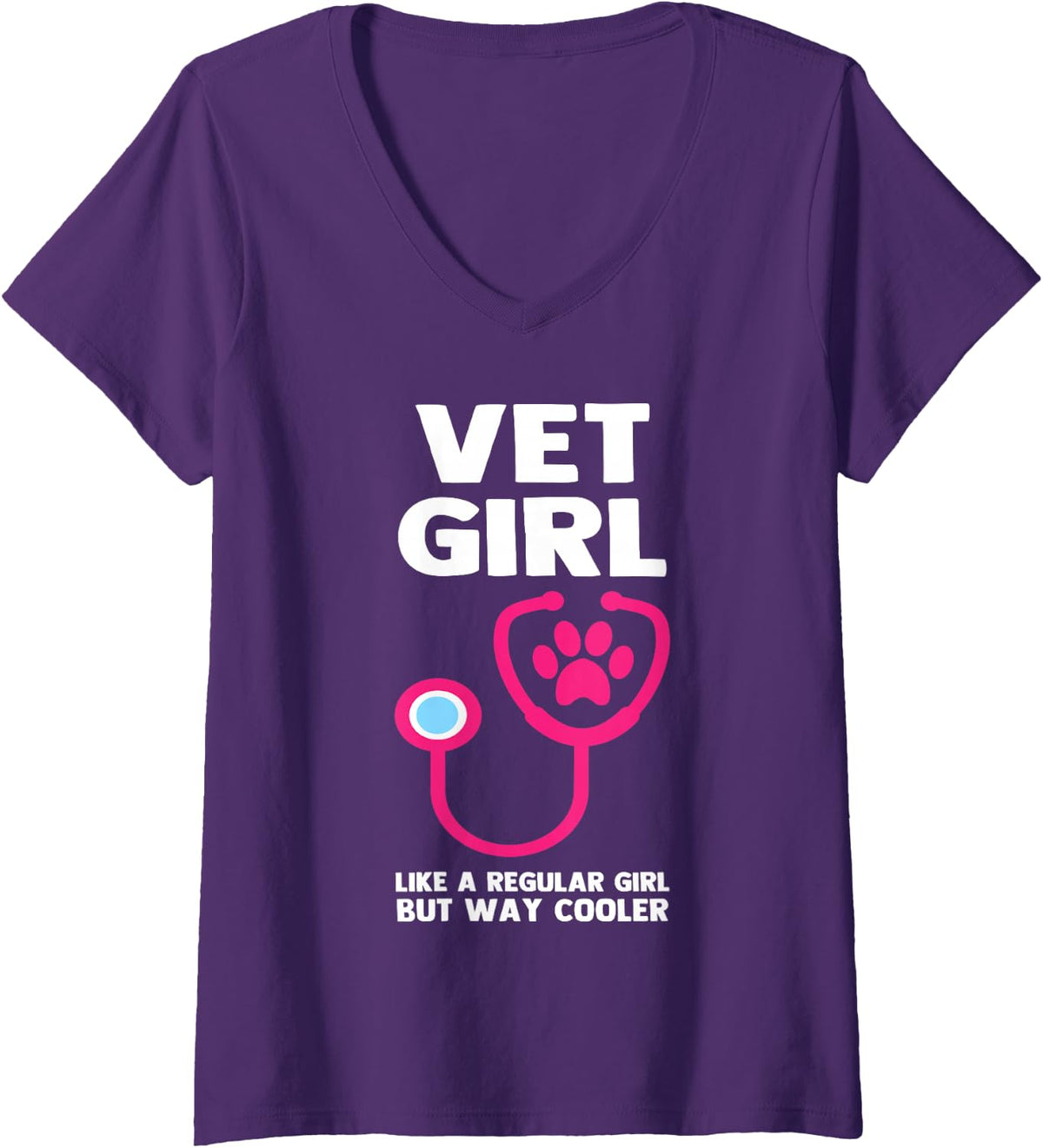 Women's Veterinary Technician Future Veterinarian Female Vet Tech V-Neck T-Shirt - Purple