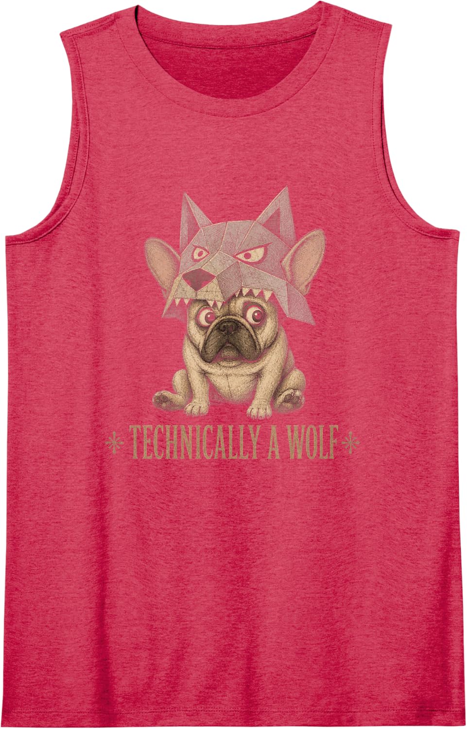 French Bulldog Dog Wolf Costume Technically a Wolf Tank Top - Red