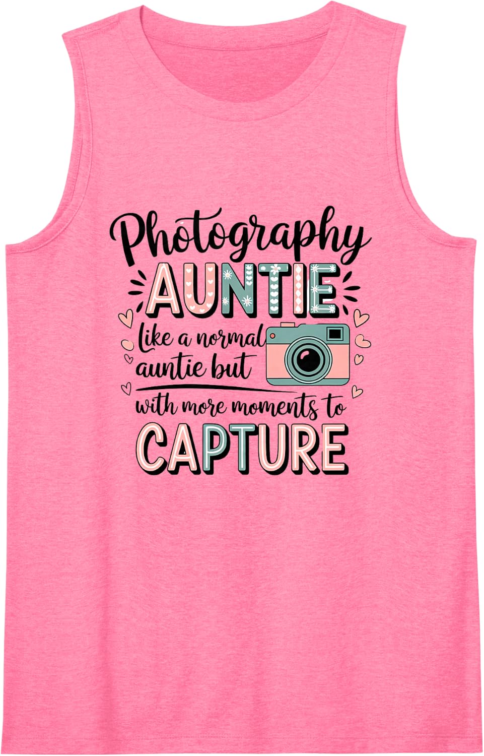 Photography Auntie Camera Lover Aunt Photographer Sleeveless Tank Top - Pink