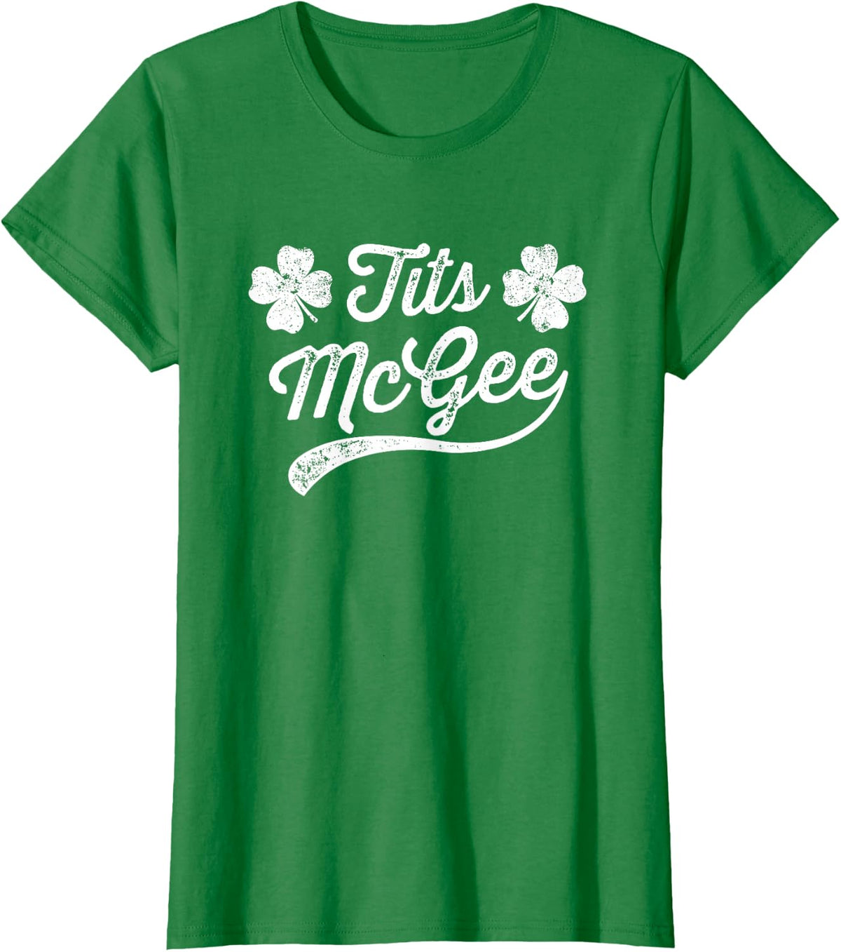 Tits McGee Funny St. Patrick's Day Shamrocks T-Shirt - Kelly Green