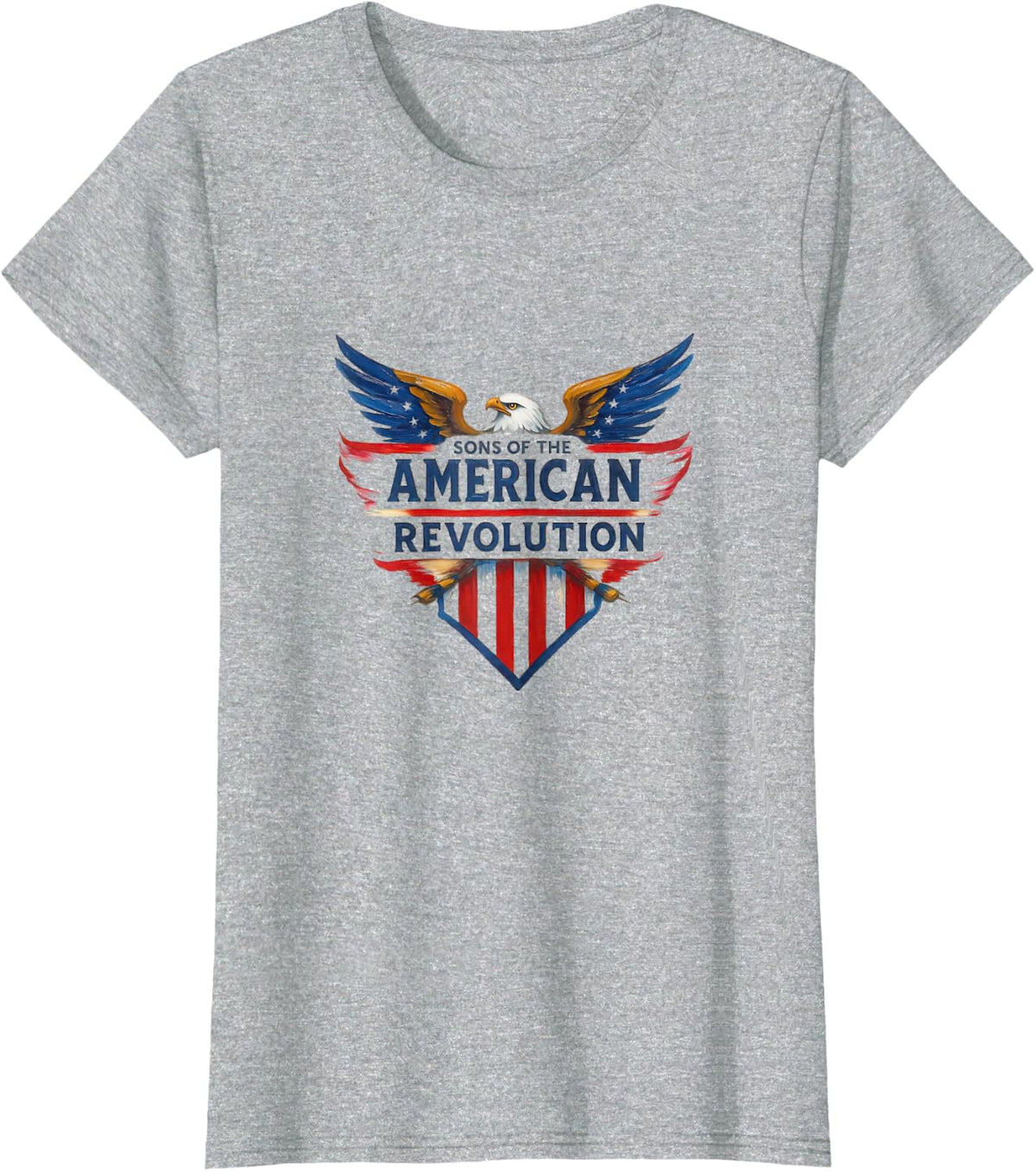Sons American Revolution Eagle Logo Liberty and Country USA T-Shirt - Heather Grey