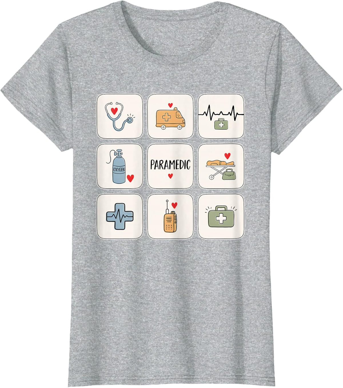 Paramedic EMS Emergency Medical Technician First Responder T-Shirt - Heather Grey