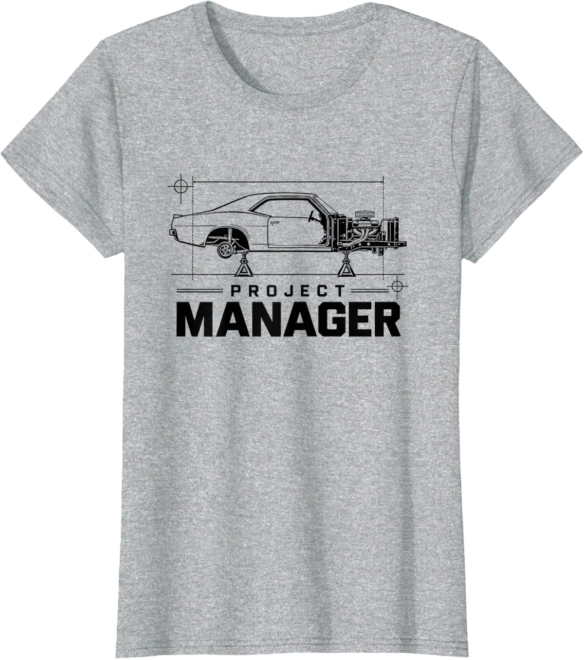 Project Manager Classic Project Car Mechanic Humor T-Shirt - Heather Grey