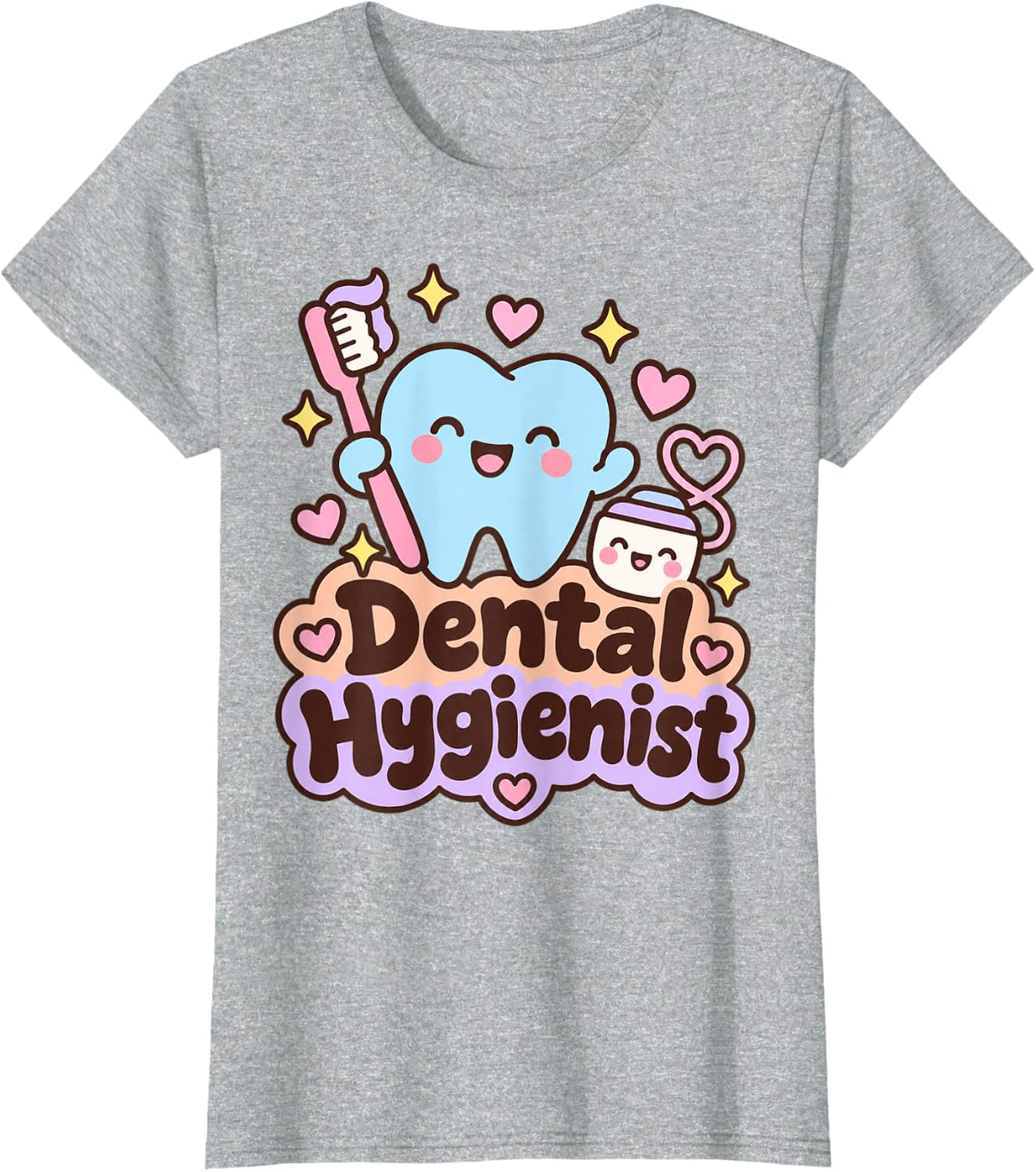 Dental Hygienist Cute Happy Tooth Dental Gift T-Shirt - Heather Grey