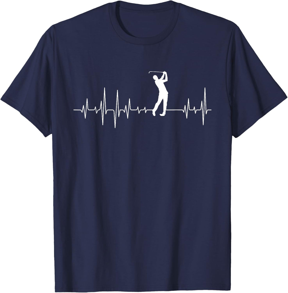 Heartbeat Golfer - Golf Lover Golfer Golfing Putter T-Shirt - Navy Blue