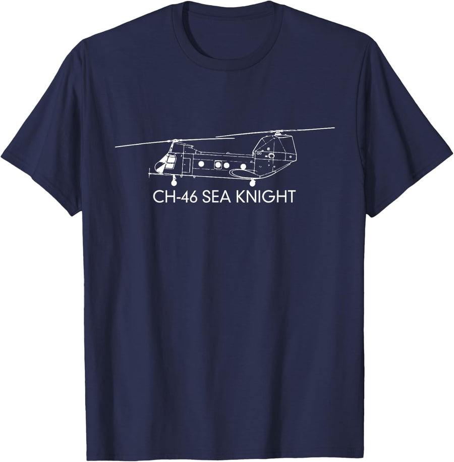 CH-46 Military Helicopter Tshirt Gift T-Shirt - Navy Blue