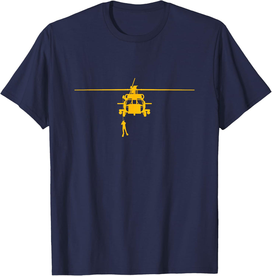 Awesome H-60 Helicopter Search and Rescue SAR Design T-Shirt - Navy Blue