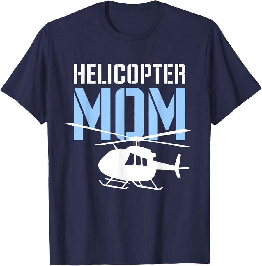 Helicopter Mom Mother's Day Aviation T-Shirt Tee for Moms and Pilot Enthusiasts - Navy Blue