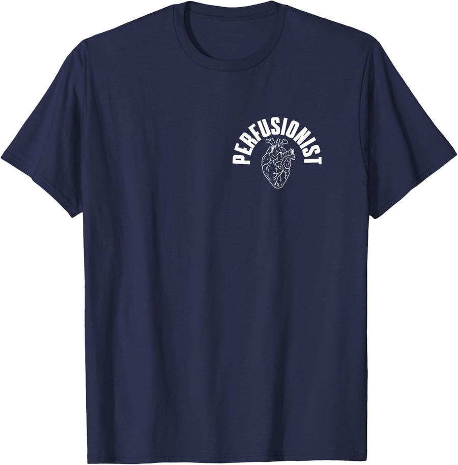 Cardiac Perfusionist Anatomic Heart Pocket Apparel T-Shirt - Navy Blue
