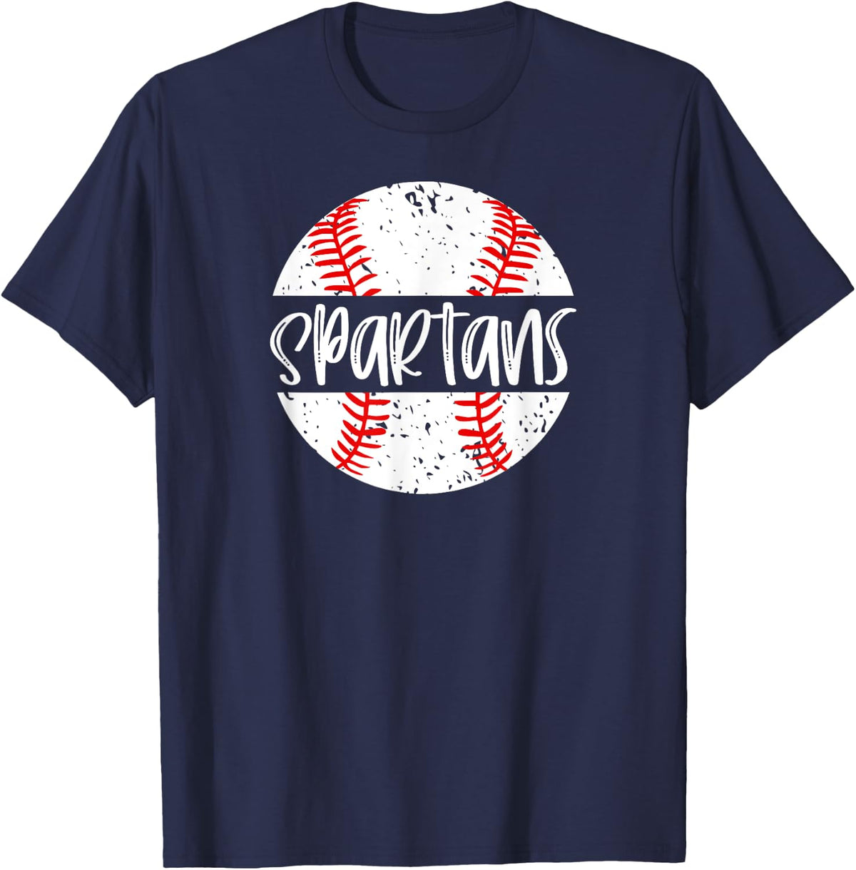 Spartans Baseball Team Mascot School Spirit Game Day T-Shirt - Navy Blue