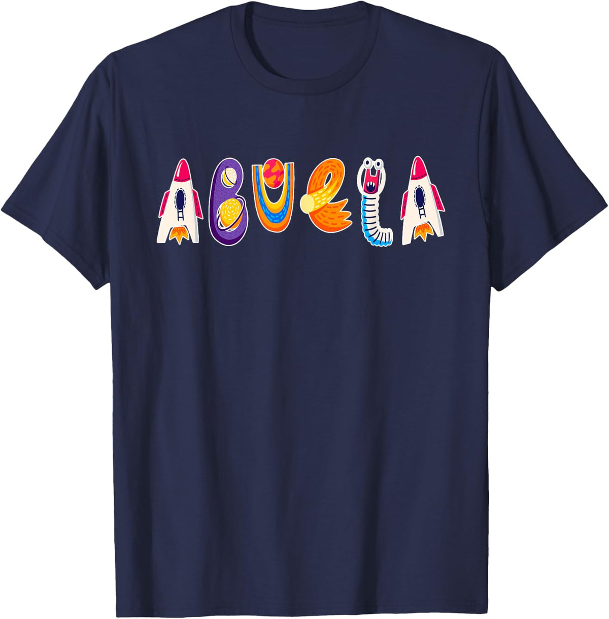 Spaceship Astronaut Grandma Abuela Halloween Costume T-Shirt - Navy Blue
