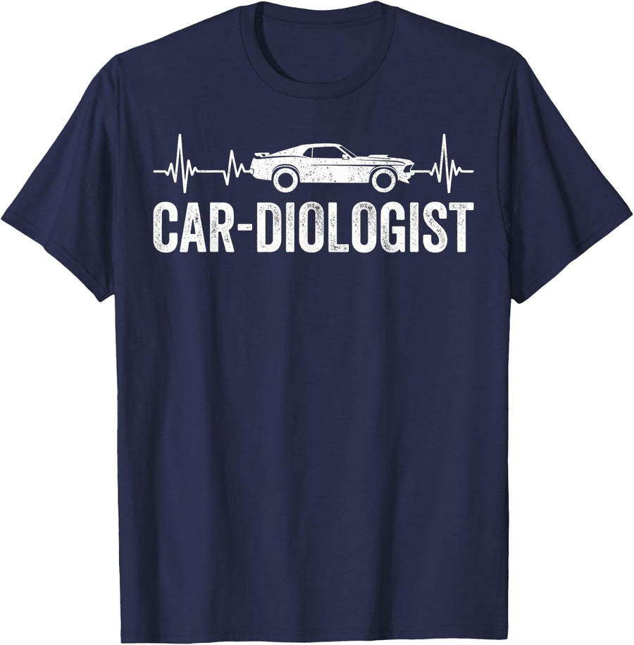 Funny Car-Dologist Muscle Car Auto Humor Design T-Shirt - Navy Blue