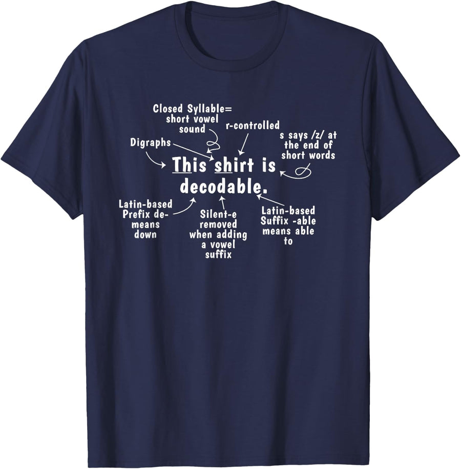 This is Decodable Phonics Structured Literacy Teacher T-Shirt - Navy Blue