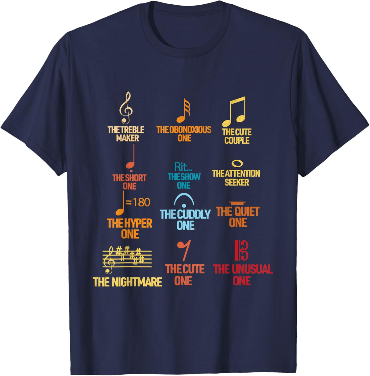 Musical Notes Definition Shirt Funny Music Symbol Musician T-Shirt - Navy Blue