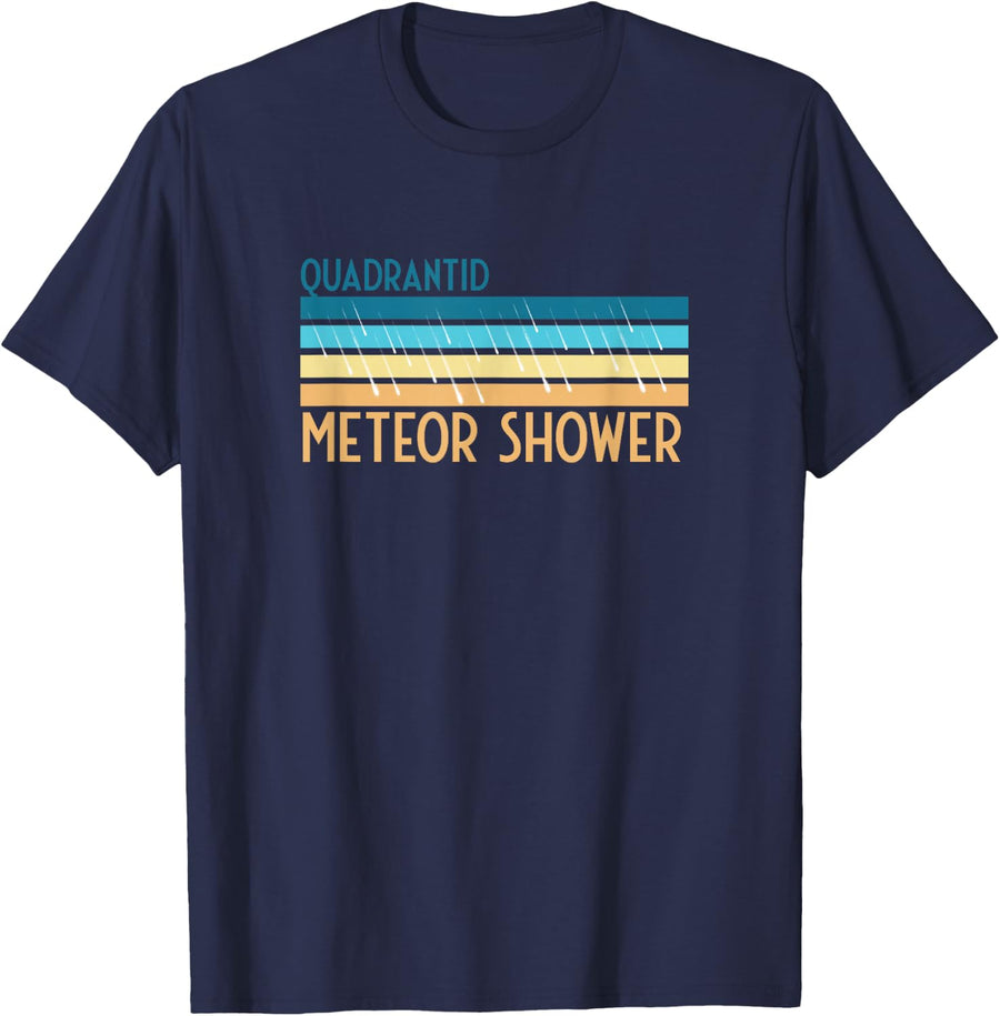 Retro Stripes Quadrantid Meteor Shower T-Shirt - Navy Blue