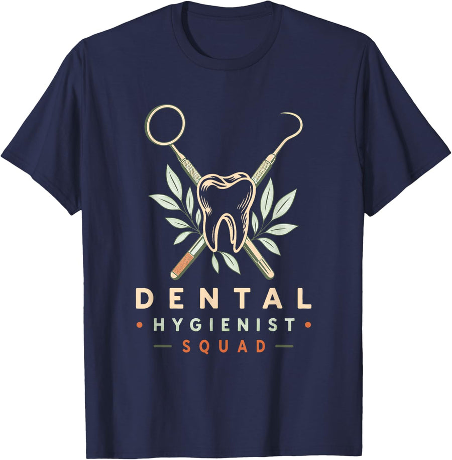 Dental Hygienist Squad Dental Assistant Dental Hygiene T-Shirt - Navy Blue