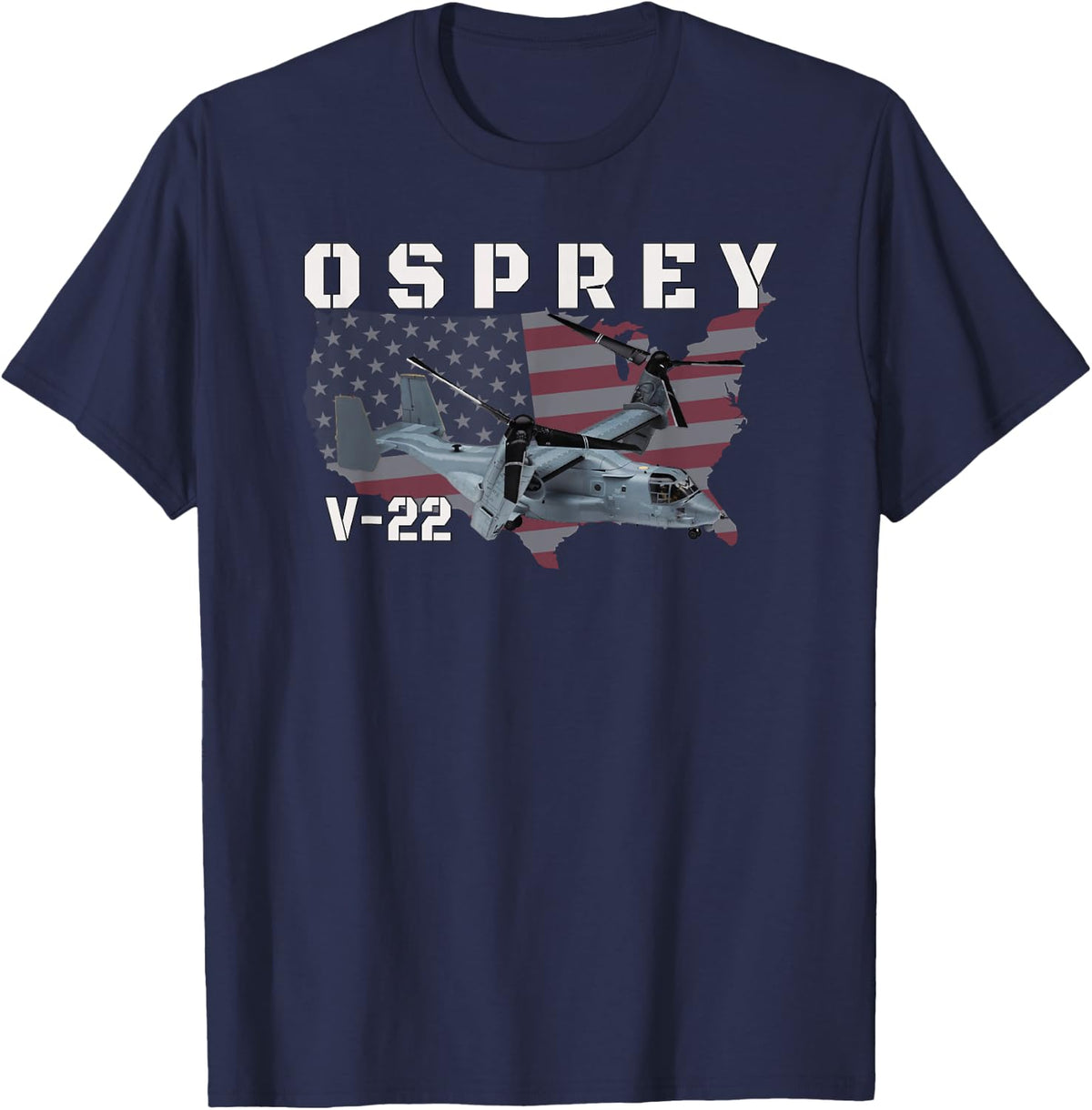 V-22 Osprey Tiltrotor Military Aircraft Helicopter MV-22 T-Shirt - Navy Blue